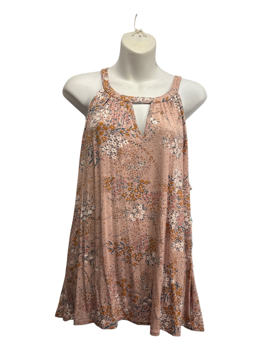 Market & Spruce Pink Floral Halter top with Keyhole size XL